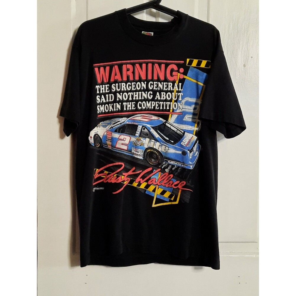 90s VTG Rare Nascar Shirt, RUSTY WALLACE  Surgeon General Smokin Competition LRG